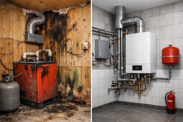 Отделка стен в котельной частного дома