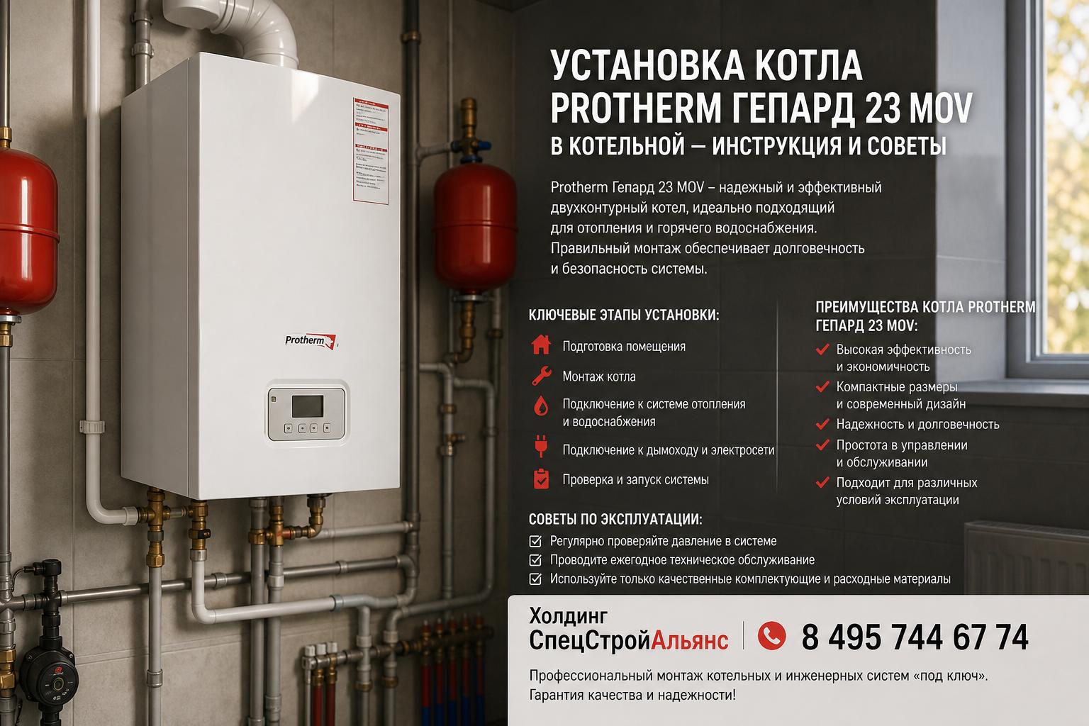 Монтаж котельной Protherm Гепард 23 MOV — преимущества и ключевые этапы установки Монтаж котельной Protherm Гепард 23 MOV — преимущества и ключевые этапы установки