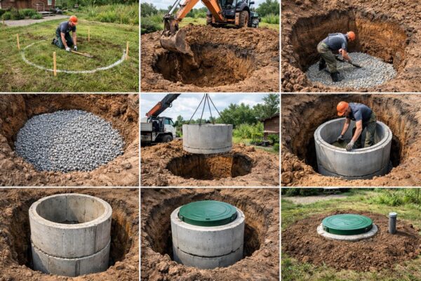 Как сделать выгребную яму из бетонных колец