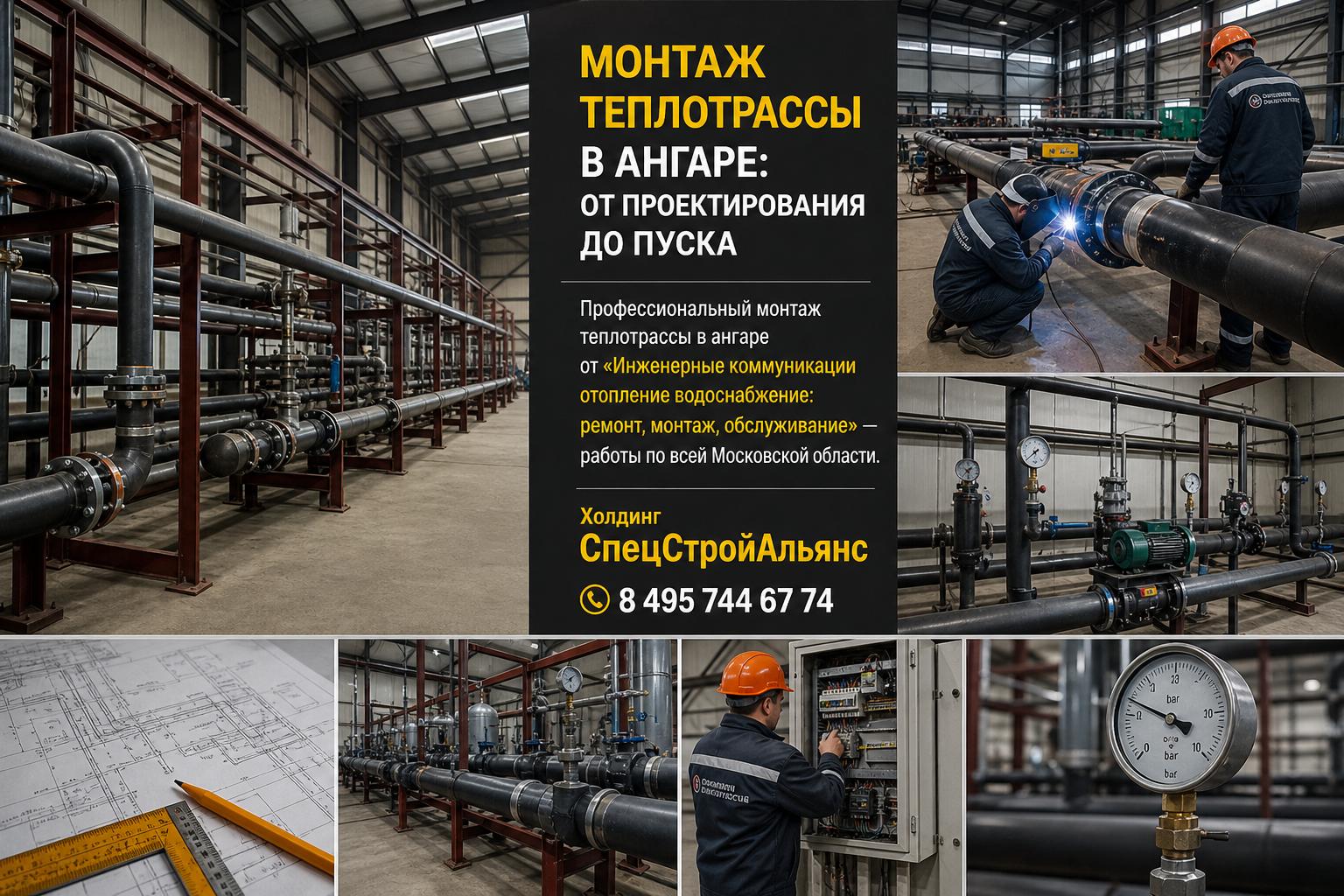 Профессиональный монтаж теплотрассы в ангаре от «Инженерные коммуникации отопление водоснабжение: ремонт, монтаж, обслуживание» — работы по всей Московской области Профессиональный монтаж теплотрассы в ангаре от «Инженерные коммуникации отопление водоснабжение: ремонт, монтаж, обслуживание» — работы по всей Московской области