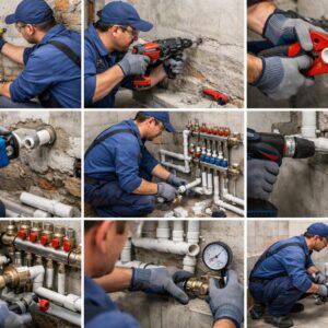 Монтаж труб в ванной частного дома