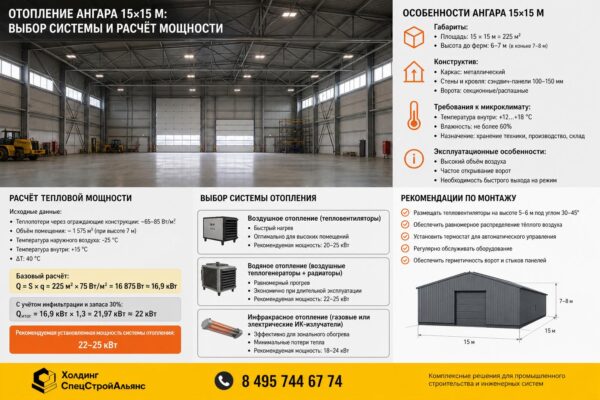 Отопление ангара 15×15 м
