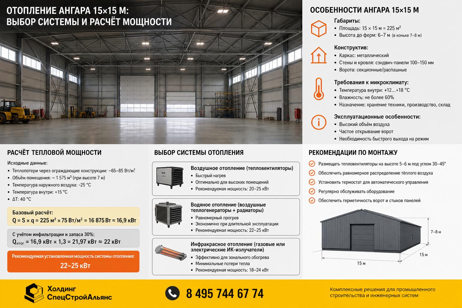 Особенности ангара 15×15 м: габариты, высота, конструктив и требования к микроклимату Особенности ангара 15×15 м: габариты, высота, конструктив и требования к микроклимату