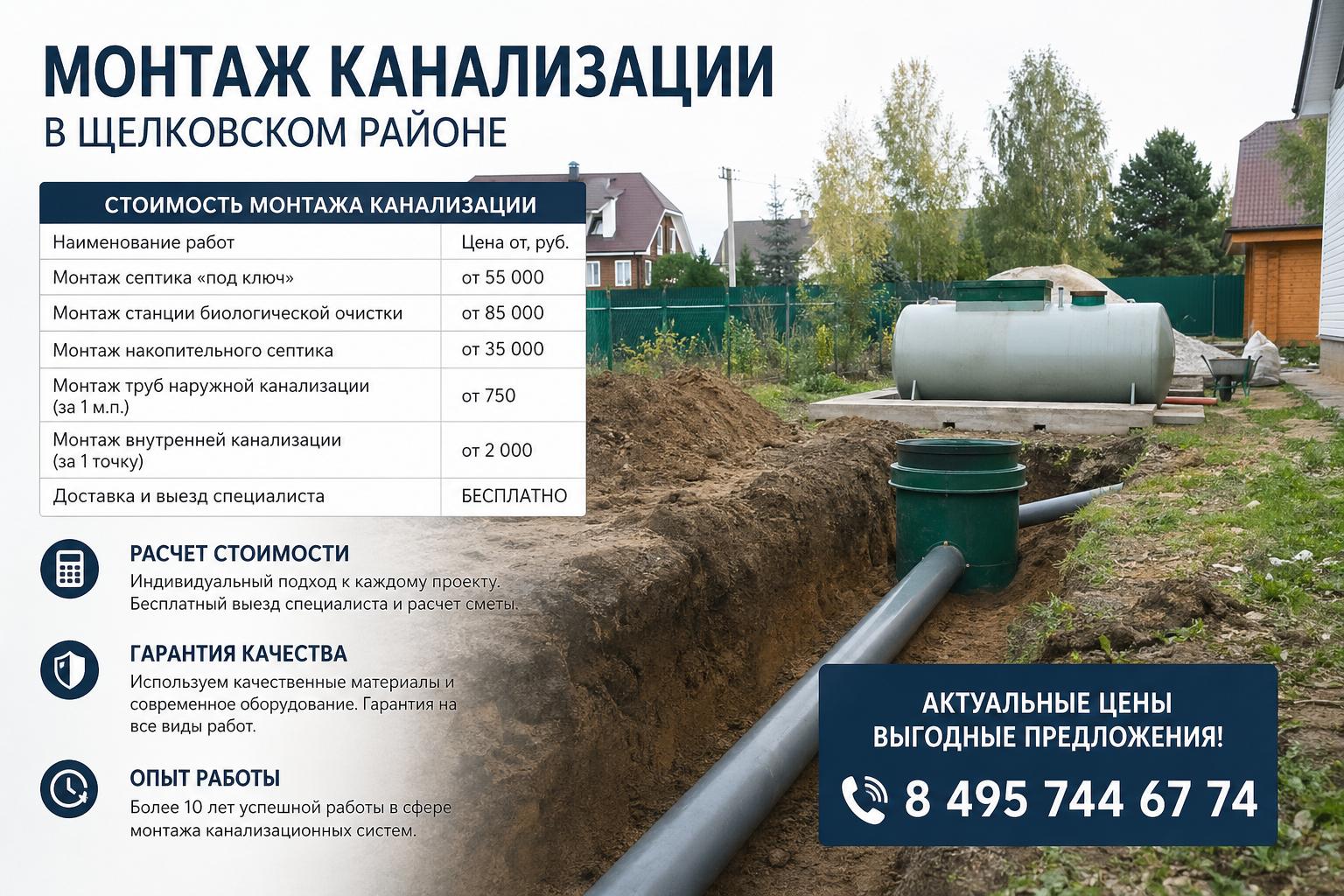 Актуальные цены на монтаж канализации в Щелковском районе — выгодные предложения